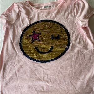 Flip sequins smile wink T-shirt